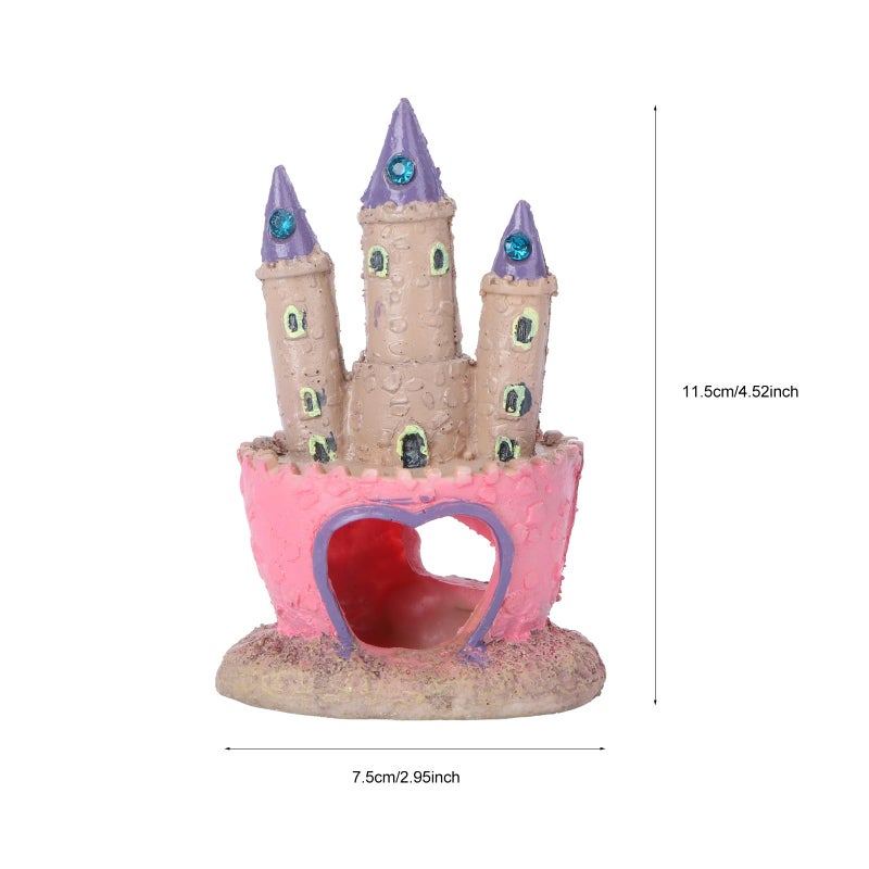 POPETPOP Aquarium Decorations Heart Castle - Fish Tank Decorations Cichlids Fish Hideout House for Girls Gift Toy Pink - Image 3